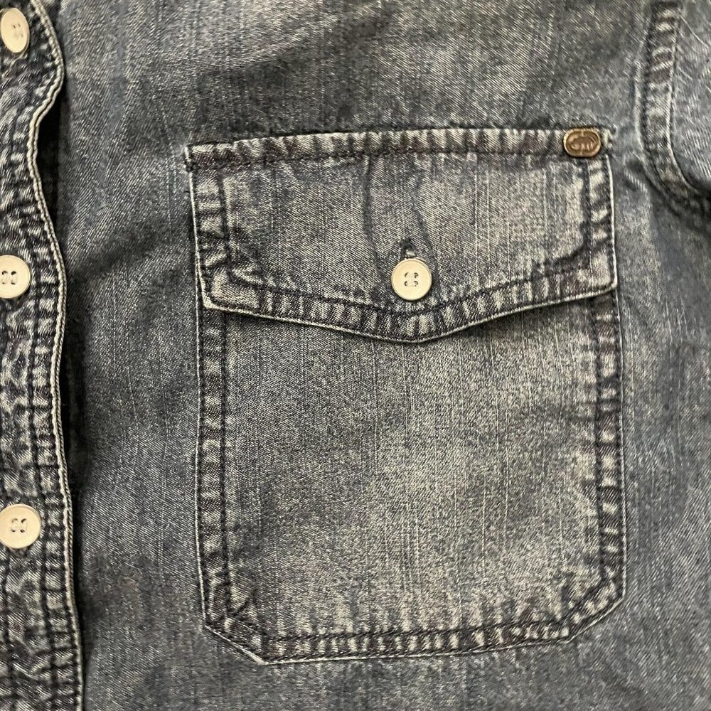 Ecko Unltd Men's Button Up Denim Shirt Slim Fit Blue Size XL - Picture 6 of 9